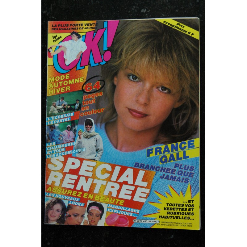 OK ! âge tendre 453   FRANCE GALL  Spécial rentrée