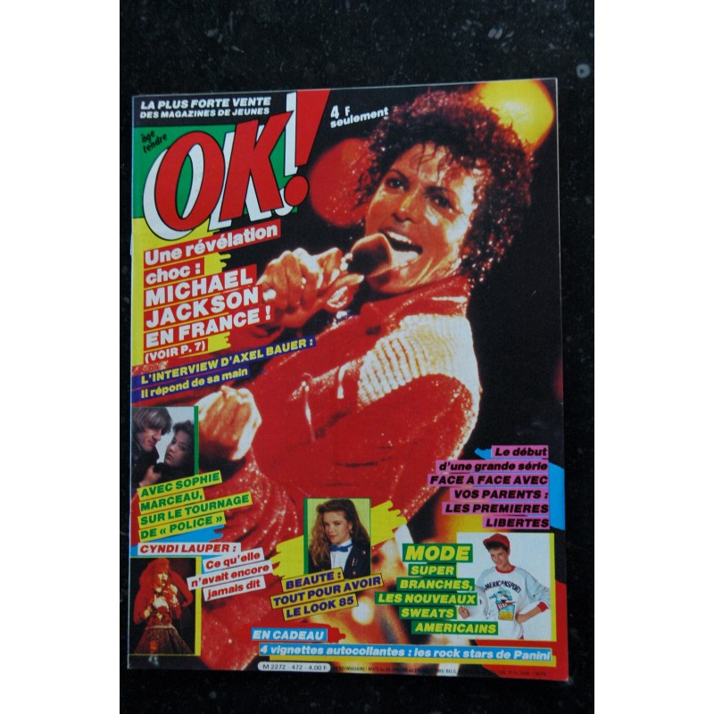 OK ! âge tendre 472  MICHAEL JACKSON  SOPHIE MARCEAU  CYNDI LAUPER