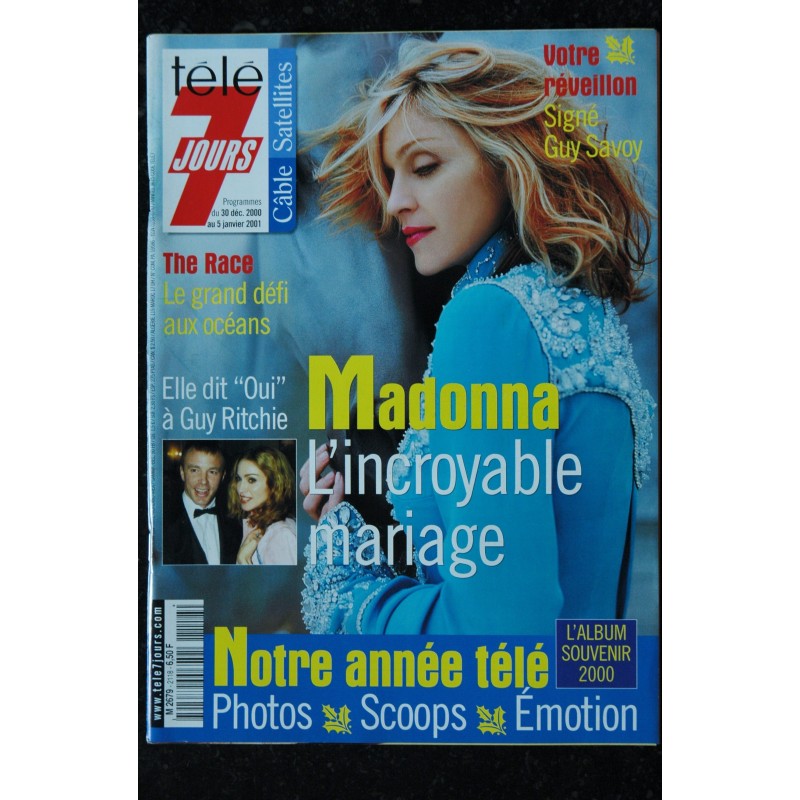 Télé 7 Jours  N° 2143  DU 23 AU 29 JUIN 2001 COVER MADONNA Cover + 3 pages