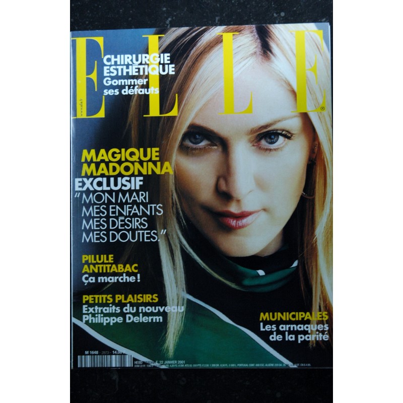 ELLE 2873 JANVIER 2001 MADONNA EXCLUSIF MON MARI MES ENFANTS MES DOUTES MES DESIRS