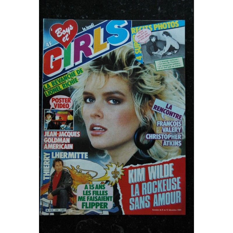 BOYS et GIRLS   n°  254  * novembre 1984 *  ISABELLE ADJANI  AXEL BAUER AL CORLEY  LAHAYE BARZOTTI