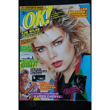 OK ! âge tendre 461  KIM WILDE  BOY GEORGE  ALAIN SOUCHON Poster ADJANI