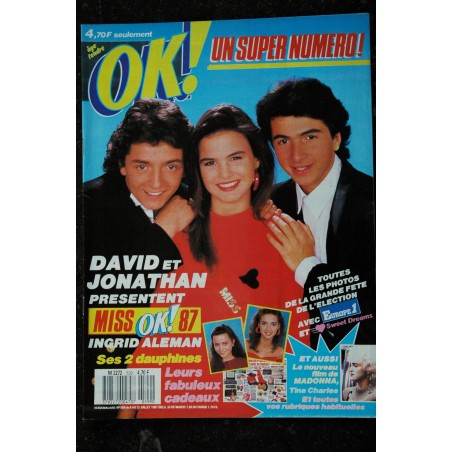 OK ! âge tendre 599 DAVID ET JONATHAN INGRID ALEMAN TINA CHARLES LE FILM DE MADONNA 1987