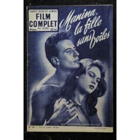 Film complet du jeudi  n° 380  * juillet 1953  * Manina la fille sans voiles  COVER BRIGITTE BARDOT + 8 pages