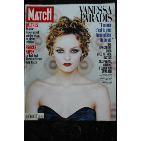 PARIS MATCH N° 2547 1998 MARS COVER VANESSA PARADIS BALTHUS PHOTOS CHARME ELLEN VON UNWERTH