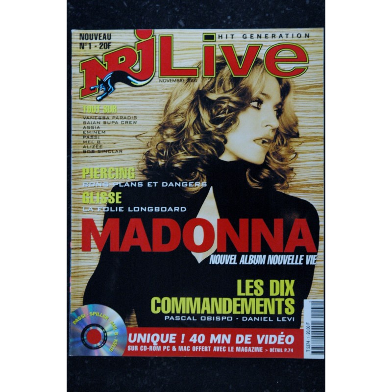 NRJ LIVE 1 PASSI VANESSA PARADIS EMINEM ALIZEE BOB SINCLAR MADONNA 8 PAGES 2000