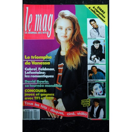 LE MAG 3 1990 COVER VANESSA PARADIS + POSTER PATRICK BRUEL DAVID BOWIE MADONNA JOHN TRAVOLTA LISA STANSFIRLS JULIEN CLERC