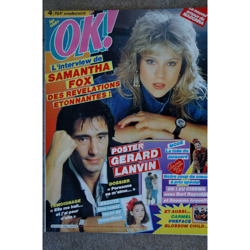 OK ! âge tendre 565 LE NOUVEL AMOUR DE MADONNA SAMANTHA FOX DES REVELATIONS ETONNANTES 1986