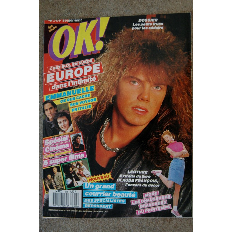 OK ! âge tendre 559 SEPT 1986 COVER ROB LOWE JULIE PIETRI CATHERINE LARA ELLI MEDEIROS ROBERT REDFORD