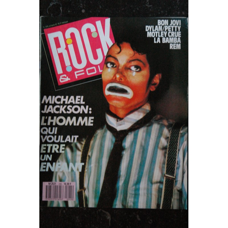 ROCK & FOLK 245 OCTOBRE 1987 COVER MICHAEL JACKSON + POSTER BON JOVI REM DYLAN PETTY MOTLEY CRUE