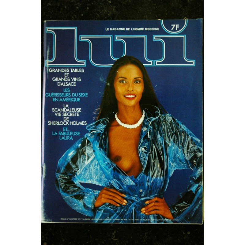 LUI 189 OCTOBRE 1979 LAURA EMMANUELLE NOIRE NUE LA FILLE DU MOIS CHATTE BOTTEE F. GITTY ASLAN
