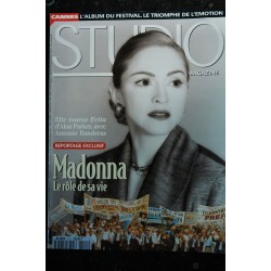 STUDIO MAGAZINE 112 COVER MADONNA EVITA D'ALAN PARKER AVEC ANTONIO BANDERAS ROLE DE SA VIE 1996
