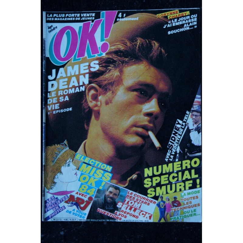 OK ! âge tendre 436  JAMES DEAN  TOM SELLECK SMURF