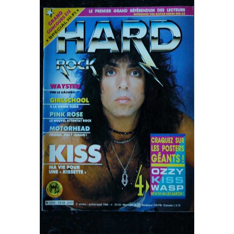 HARD ROCK Magazine  1986 07  n° 23/24  *  Incomplet  KISS WAYSTED GIRLSCHOOL  PINK ROSE  MOTORHEAD