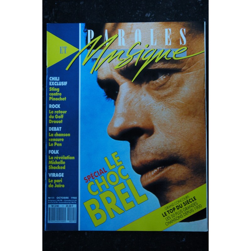 Paroles & Musique  n°  10    * 1988 09  *  BERGER  BALAVOINE  Patti SMITH  STING  Peter GABRIEL  JONASZ  SPRINGTEEN