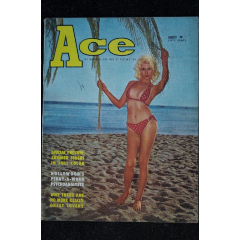Ace 1961 08  * Vol. 5 n°  2 *  Summer Sirens  Hollywood's penny-a-word psychoanalysts  Partially nude pretty girls