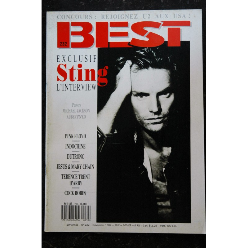 BEST 232 1987  STING   Pink Floyd Indochine Dutronc Cock Robin D'Arby Chain Poster Jackson Aubert