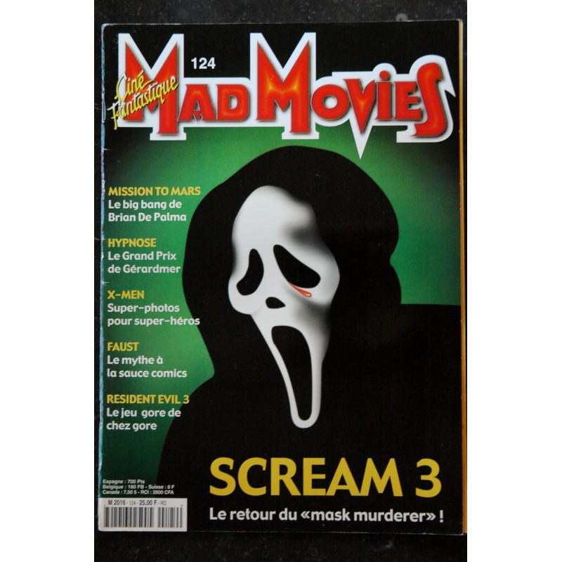 Ciné Fantastique MAD MOVIES  n°123  * 2000 *  SLEEPY HOLLOW Sixième Sens Peur Bleue Mononoké Stigmata Dogma