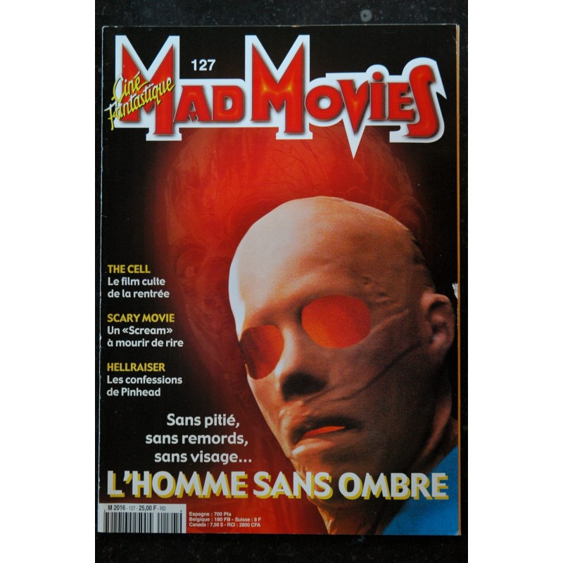Ciné Fantastique MAD MOVIES  n°126  * 2000 *  X-MEN  Le pacte des loups  Pitch Black Destination Finale Possessed FURIA