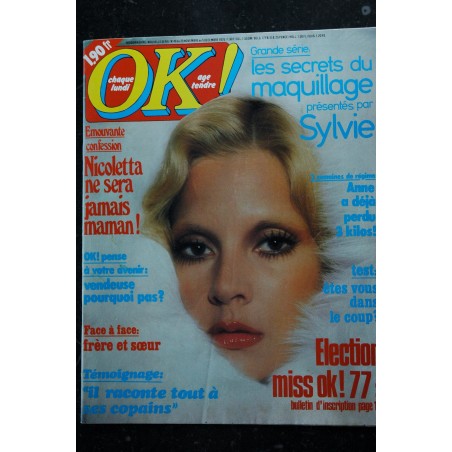 OK ! âge tendre  44   novembre 1976  *  SYLVIE Poster dédicacé Rubettes CHARDEN Pierre PERRET  JOHNNY