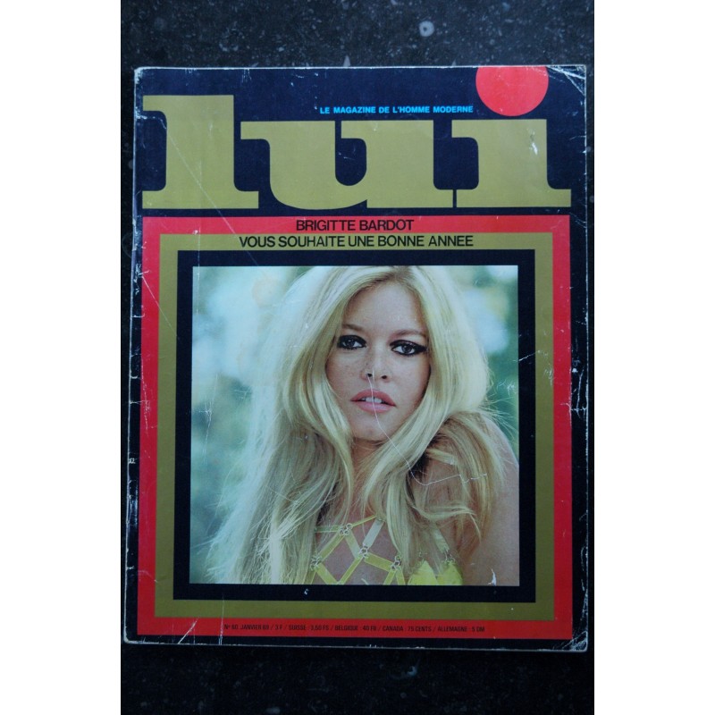 LUI 060 JANVIER 1969 COVER BRIGITTE BARDOT + INTERVIEW HITCHCOCK PIN-UP ASLAN 1969