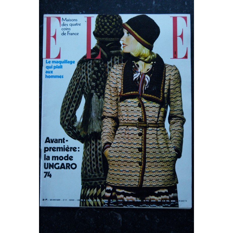 ELLE 1445  27 août 1973  Cover Catherine DENEUVE - Belmondo - Miou Miou Jeanne Goupil -  96 p. Fashion Vintage