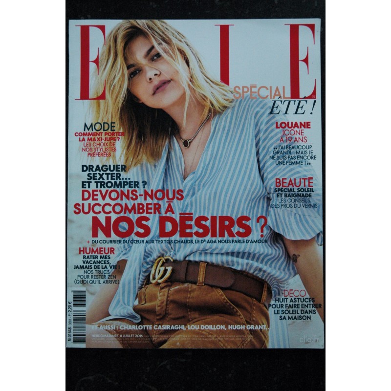 ELLE 3681  08 juillet 2016  LOUANE Cover + 12 p. - Hugh GRANT - Faithfull/Doillon - 146 p. Fashion Vintage