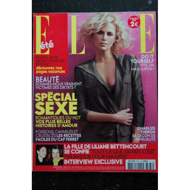 ELLE 3367 09 juillet 2010 Charlize THERON Cover + 10 p. - Beyonce - Seymour Jolie Campbell - 148 p. Fashion Vintage