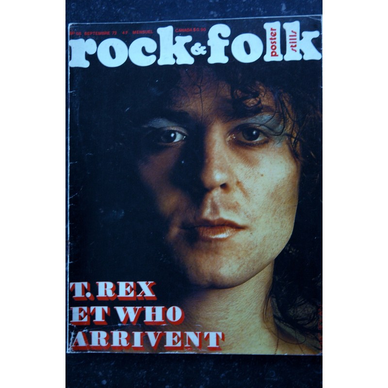 ROCK & FOLK 068 1972 SEPTEMBRE COVER MARC BOLAN T. REX WHO ELVIS PRESLEY JOHN LENNON YOKO PAUL McCARTENEY + POSTER STEVE STILLS