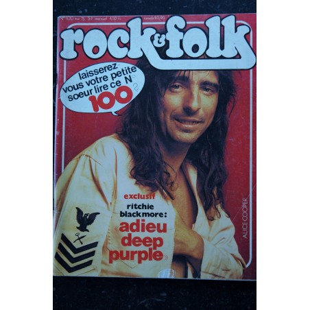 ROCK & FOLK 100 MAI 1975 COVER RITCHIE BLACK MORE DEEP PURPLE