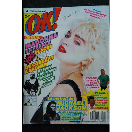 OK ! âge tendre 605 17 AOUT 1987 COVER MADONNA EN FRANCE