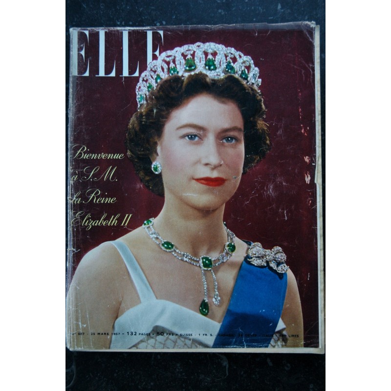 ELLE   587  25 mars 1957  ELIZABETH II Cover + 8p. - Les amours d'Alexande DUMAS fils    - 132 pages FASHION VINTAGE