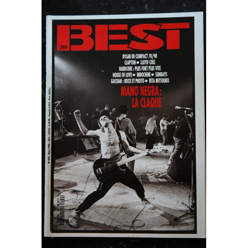 BEST 260 DECEMBRE 1989   MANO NEGRA  Dylan Clapton Lloyd Cole Hardcore House of Love Indochine Sundays Gassian Rita MITSOUKO