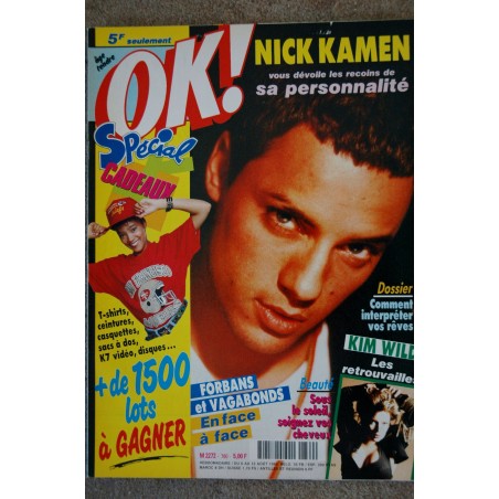 OK ! âge tendre 760 AOUT 1990 COVER NICK KAMEN KIM WILDE FORBANS VAGABONDS VANESSA PARADIS MADONNA