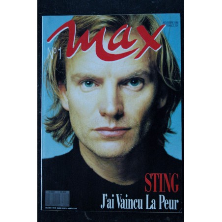MAX 001 N° 1 COLLECTOR NOV 1988 COVER STING + POSTER BILAL ISABELLE HUPPERT PAGNY ALPHA BLONDY RITA MITSOUKO AGNES SORAL