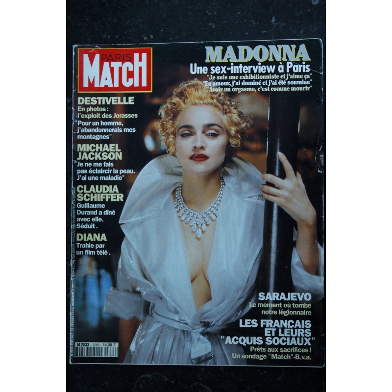PARIS MATCH 2283 1993 COVER MADONNA SEX-INTERVIEX A PARIS MICHAEL JACKSON CLAUDIA SCHIFFER SOPHIE MARCEAU HELENE ET LES GARCONS
