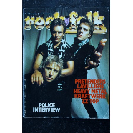 ROCK & FOLK 178 POLICE PRETENDERS LAVILLIERS HEAVY METAL KRAFTWERK ZZ TOP