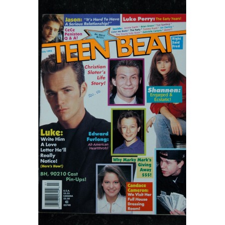 Teen Beat 1992 06 - TRES RARE - COMPLET - Shannon Doherty Jason Priestley - Luke Perry Teen Beat 1992 06 - TRES RARE - COMPLET - Shannon Doherty Jason Priestley - Luke Perry