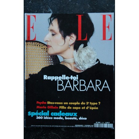 ELLE 2709 1 décembre 1997 cover Barbara + 6 p. Marie GILLAIN Zindzi MANDELA Carlos Victoria de Suède ELLE 2709 1 décembre 1997 cover Barbara + 6 p. Marie GILLAIN Zindzi MANDELA Carlos Victoria de Suède