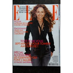 ELLE 2960  23 septembre 2002  Jennifer LOPEZ cover + 6 pages -  Corto Maltese -  les BECKHAM - D. Sullitzer - 300 pages