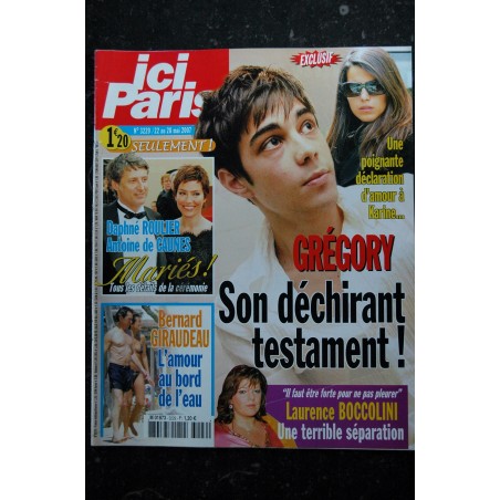 ICI PARIS 3227 mai 2007 Cover Gregory Lemarchal + 5 p. - Eve Angeli - Virginie Efira
