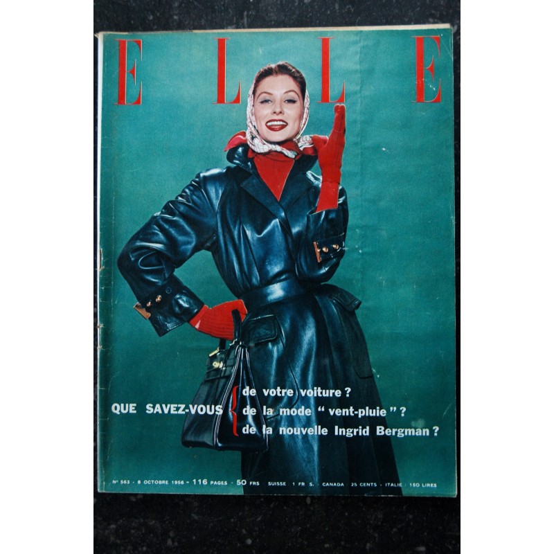 ELLE   564  15 octobre 1956 Audrey Hepburn Cover + 4 p. - patrons de jupes - secrets de Chanel  - 128 pages FASHION VINTAGE