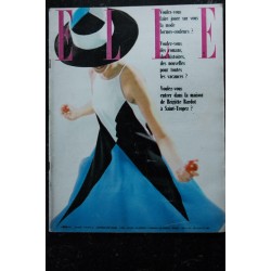 ELLE   866  27 juillet 1962 - Toile de losanges géants EVA - La maison de Brigitte Bardot - 96 pages FASHION VINTAGE