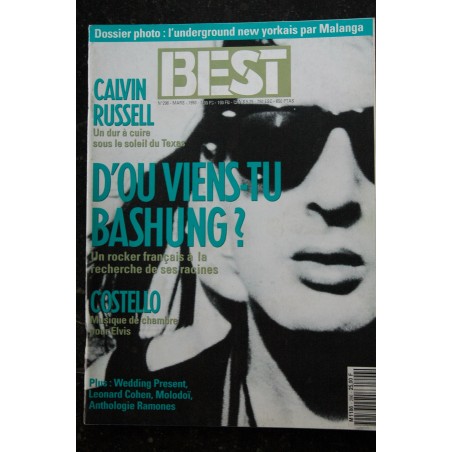BEST 296  mars 1996  BASHUNG  Calvin Ryssell Costello Léonard Cohen Underground NY Malanga