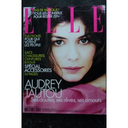 ELLE 2934  25 mars 2002  Audrey Tautou cover + 6 pages -  Jean louis Murat - Marcel Desailly - 302 pages