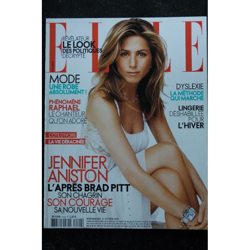 ELLE 3122 31 octobre 2005 Jennifer Aniston Cover + 6 p. - Raphael - Kirsten Dunst - G. Pailhas - 194 pages - Fashion Vintage