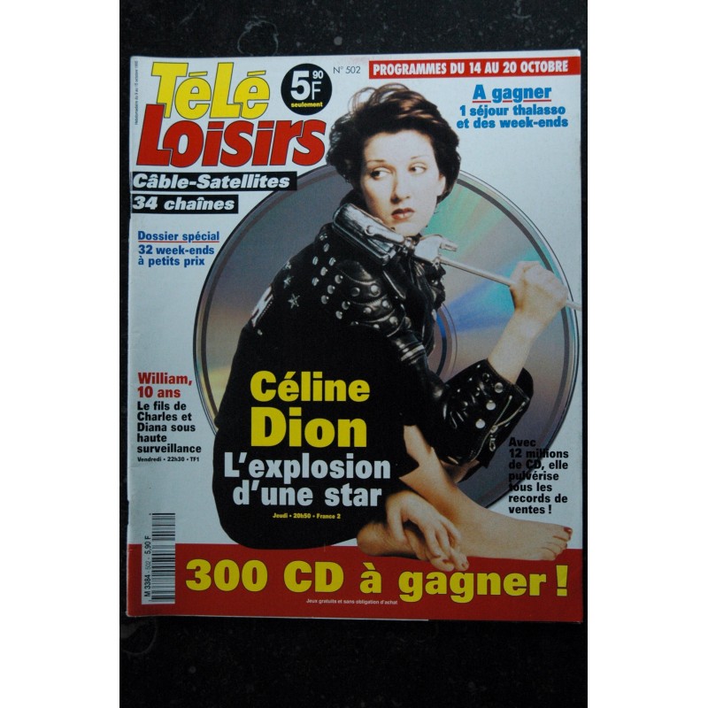 TELE LOISIRS 502 Céline Dion Cover + 2 p. - Carole Richert - Mariah Carey  - 1995 10