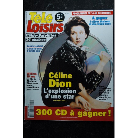 TELE LOISIRS 502 Céline Dion Cover + 2 p. - Carole Richert - Mariah Carey  - 1995 10