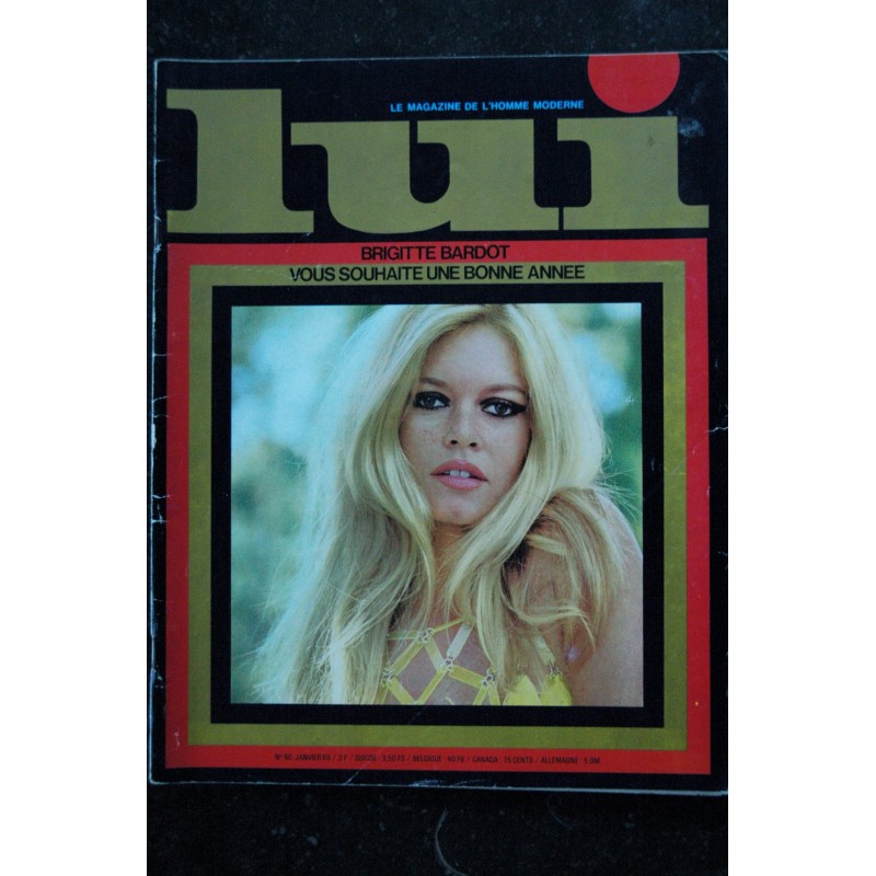 LUI 060 N° 60 JANVIER 1969 COVER BRIGITTE BARDOT HITCHCOCK PIN-UP ASLAN 1969