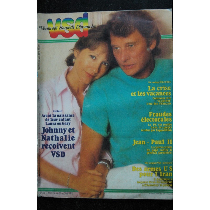 VSD 260 SEPTEMBRE1982 COVER JOHNNY HALLYDAY LE PERE NOËL EST UNE ORDURE VERONIQUE GENEST